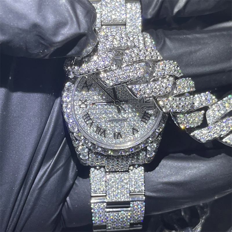 iced out hip hop jewelry Accept Customization Men Luxury Watch Iced Out VVS Moissanite Watch Bling Diamond Watch