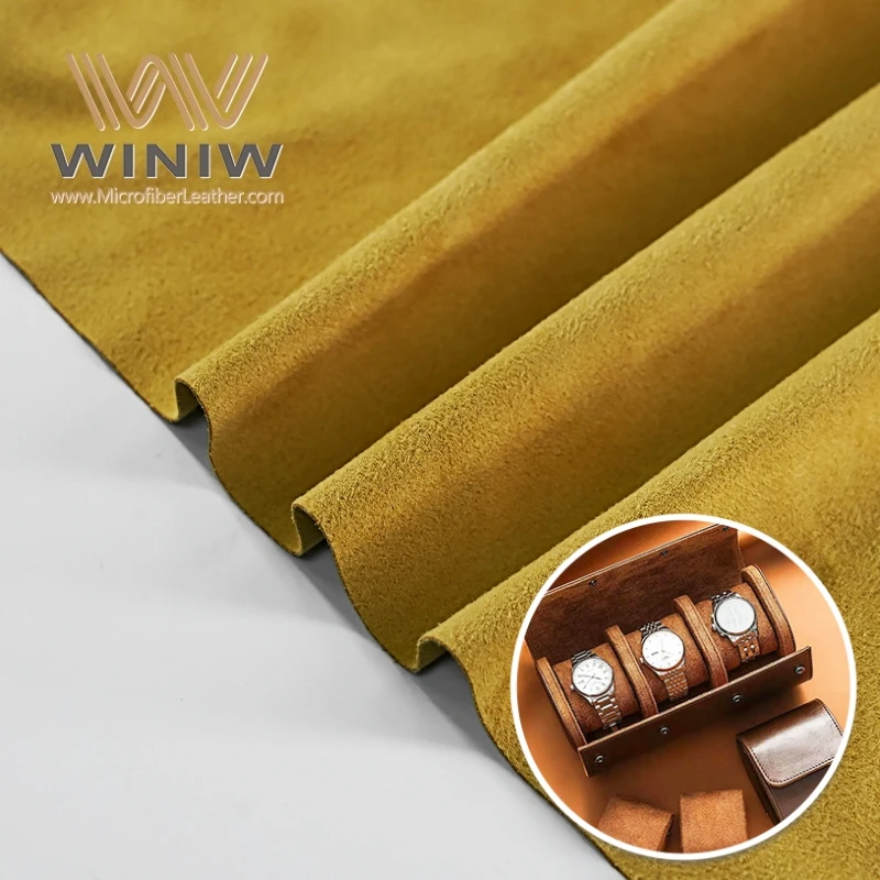 Non Toxic High Tear Strength Microfiber Imitation Leather Show Case Material PU Suede For Watch Box Show Case Fabric