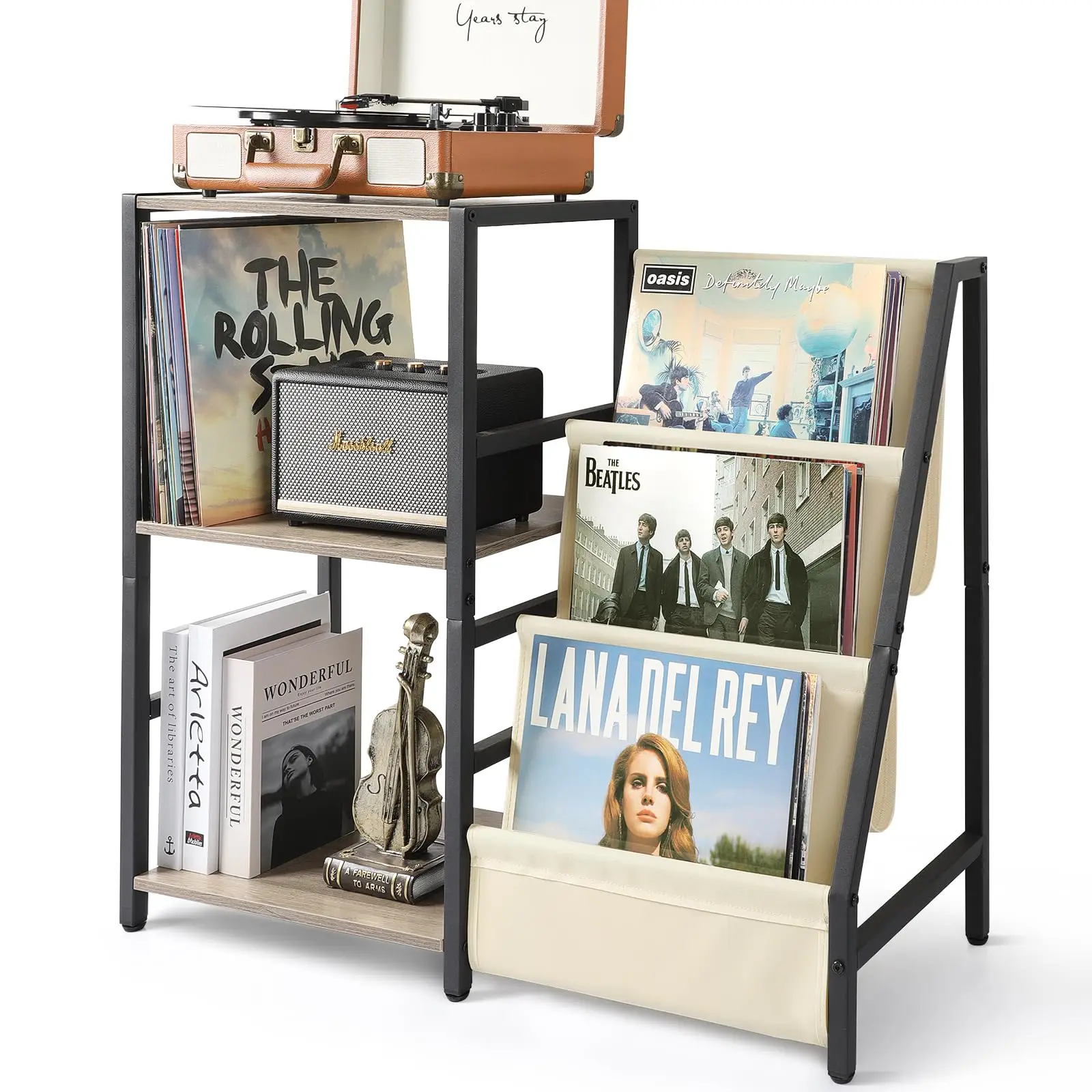 Record Player Stand with Storage Turntable Stand with Record Holder Display Shelf Record Cabinet for Media -Amazon customization