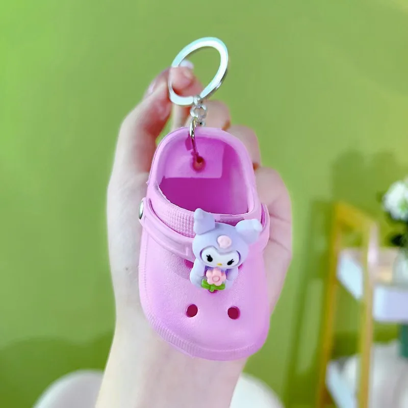 Wholesale Lovely 3D mini eva Plastic sandal key chain Foam hole sandal slipper Beach shoe keychain