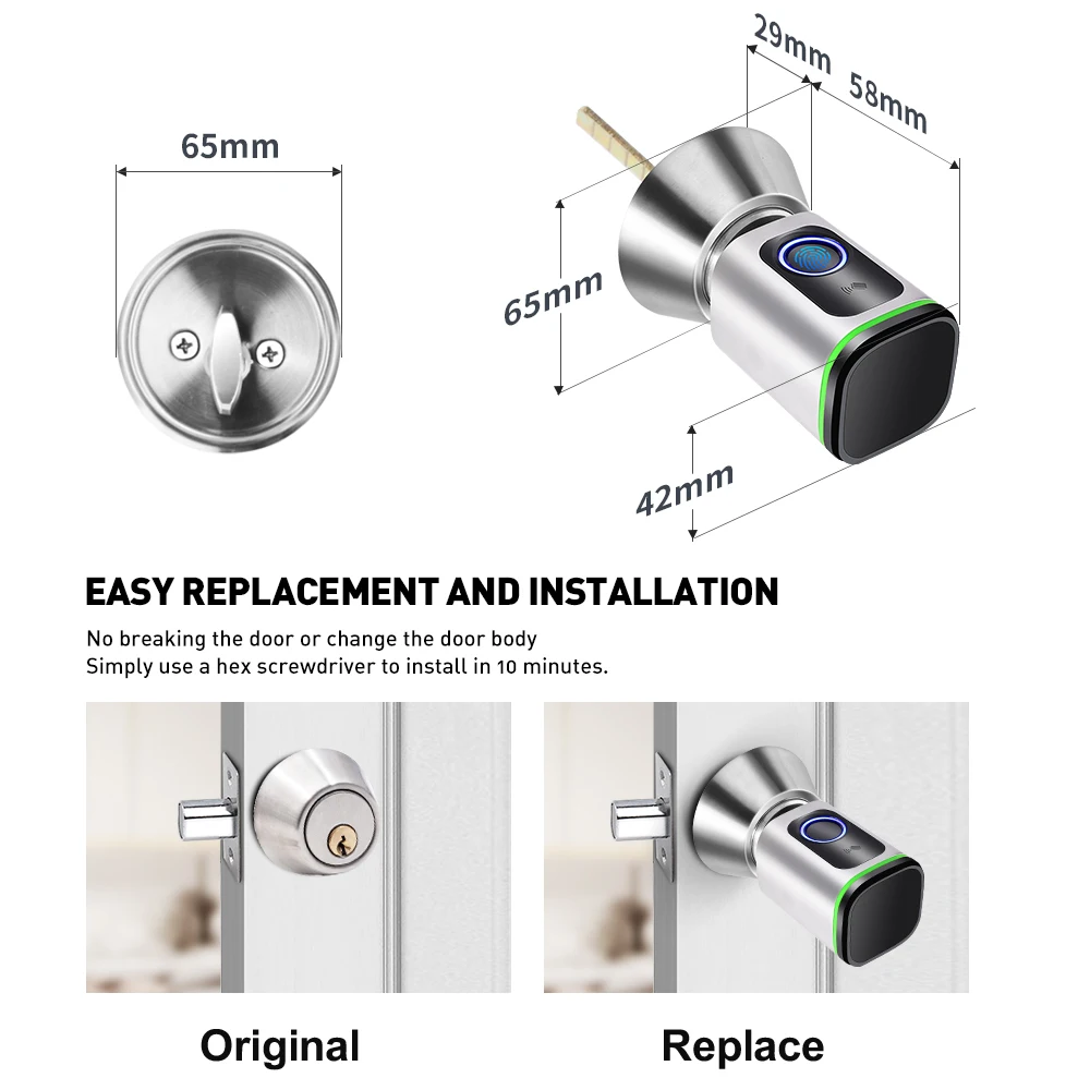 The latest TUYA smart cylinder type door lock with WiFi gateway smart lock