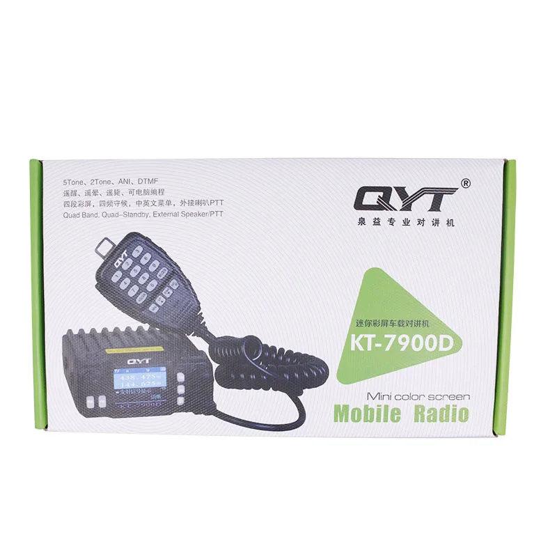 Мини-мобильное радио QYT KT-7900D 25W Quad Band 144/220/350/440MHz УФ-трансивер KT7900D с блоком питания и кабелем программирования