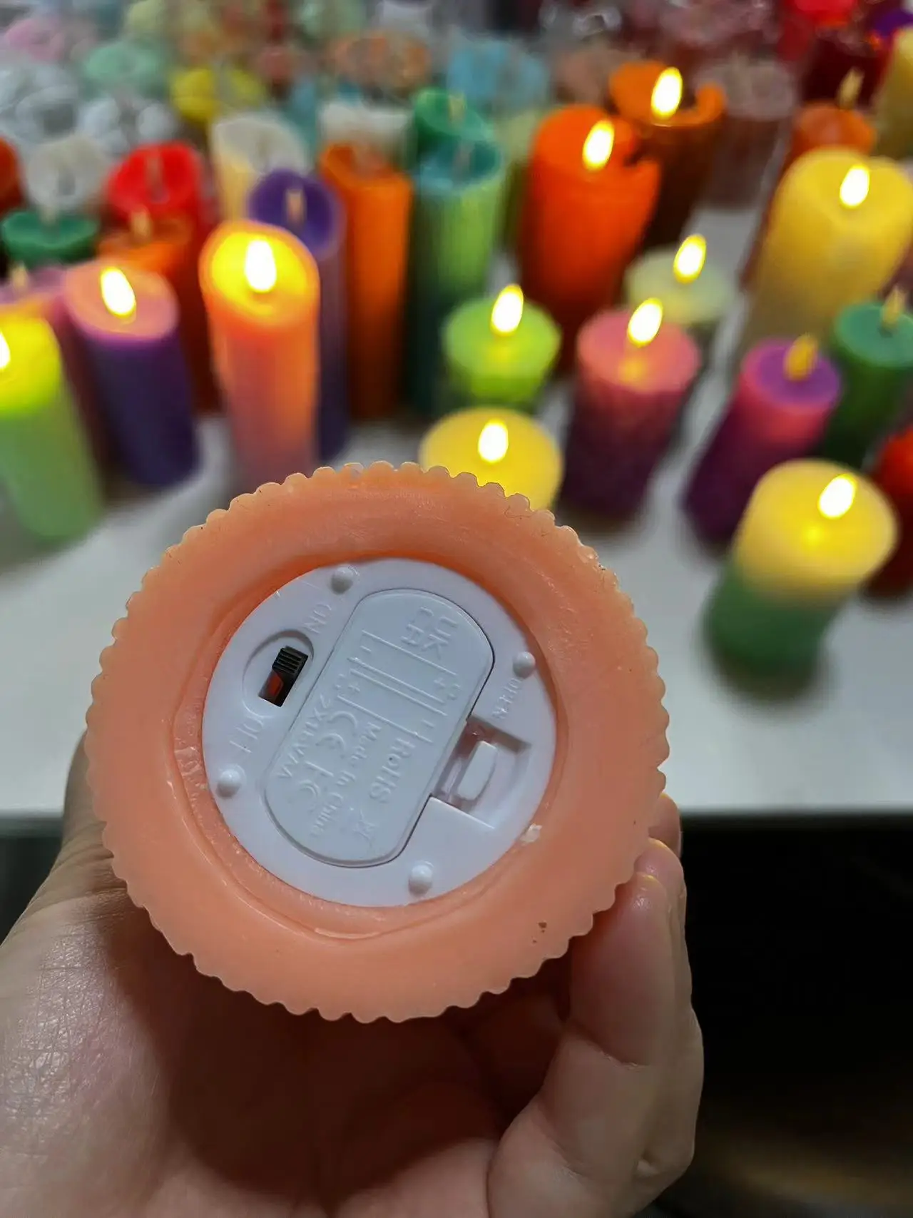 Color Thread Flameless Led Candles Paraffin Stick Votive  pink Orange Pillar  Burning in Bulk Colorful Candles