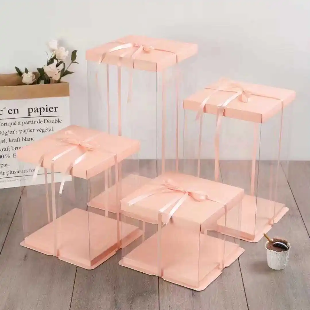 Wholesale Transparent Gift box Gift Box for Foam Rose Bear PVC Plastic Gift Box for Birthday