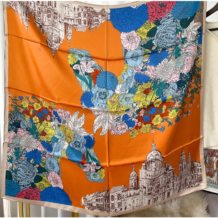 Bandanas Custom Logo Printed 100% silk Bandana Malaysia Fans Square Shape Silk Scarf