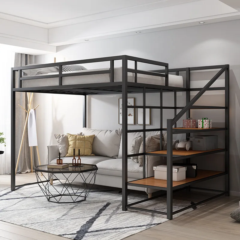Metal Bedroom Furniture Bed Frame Hotel Hostel Use Bunk Bed Loft Bed Single Queen King Size