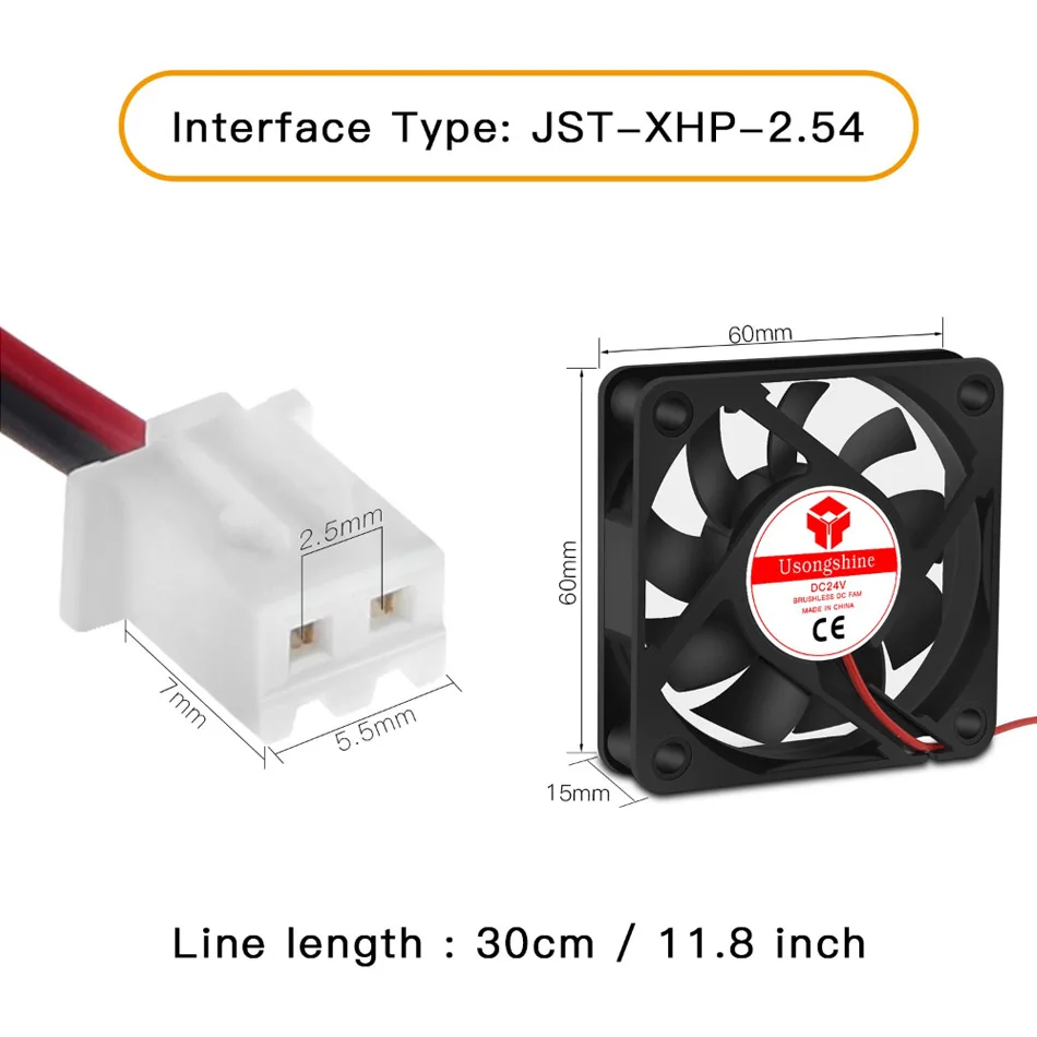 TWOTREES 3-Pack 60mm x 60mm x 15mm 6015 5V 12V 24v  Brushless DC Cooling Fan 2pin for DIY 3D Printer Extruder Humidifier