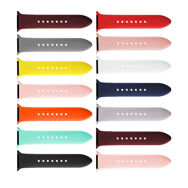 Hot sale Apple iWatch series 1/2/3/4/5/6 pure color soft double nail silicone strap rubber strap