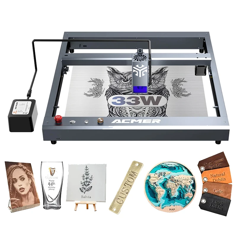 ACMER P2 33W Portable Mini 3d Small Diy Laser Engraving Machine Cutting For Metal Leather Glass Jewelry Wood Crystal Acrylic