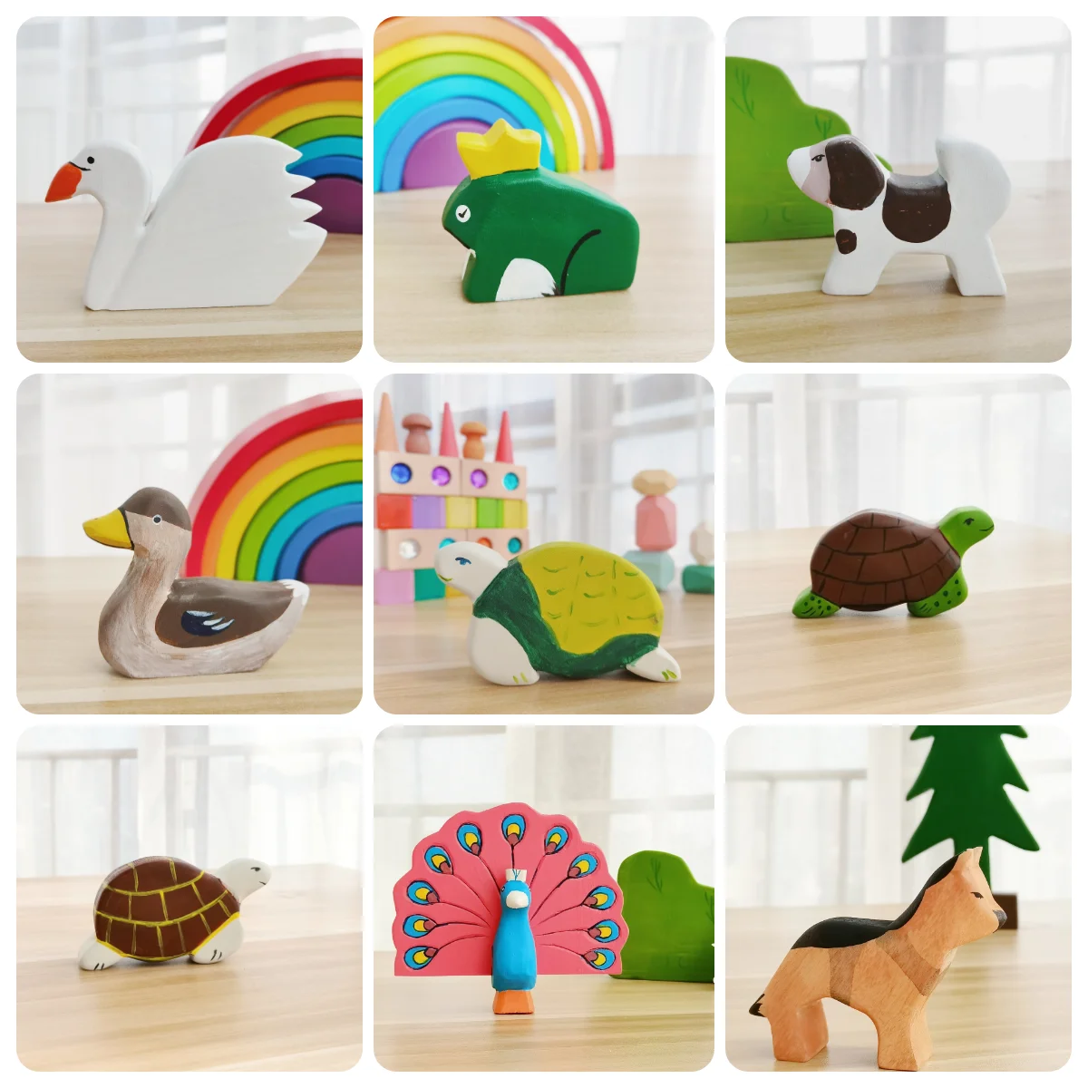 43 Styles Wooden handcraft Animals Toys For Kids Handmade Figure Cognition Montessori Early Educational Children