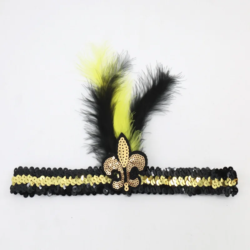 Masquerade Party Carnival New Sequin Headband Feather Hair Accessories Headband Savage Headwear Manufacturer Wholesale