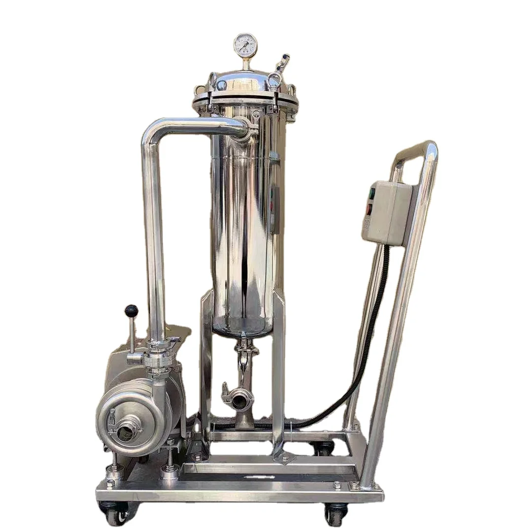 Oil Micro Cartridge Filter Housing Stainless Steel Sanitary Bag Filter System with Centrifugal Pump Trolley