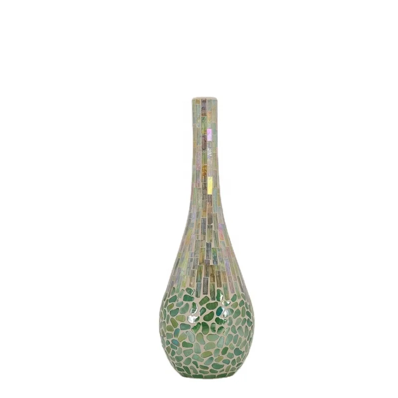 Factory Direct Sale Mosaic Glass Flower Vase With Big Belly For Home Decoration