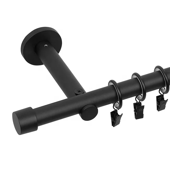 HB Black Curtain Rods - 1 Inch curtain drawing rods - Heavy Duty Cafe Drapery Rods with Brackets for Windows