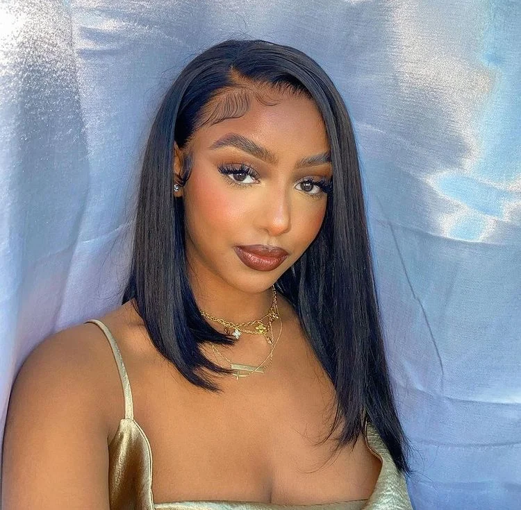 SHY Short Brazilian Hair Lace Front Wigs 150%Density Human Hair Bob Wigs For Black Women With Baby Hair Natural Hairline