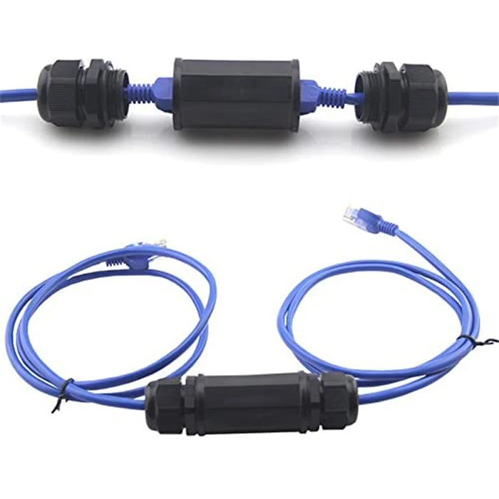 2 разъема RJ45 непроницаемые IP68 для кабеля красный Ethernet с двойной головкой внешнего использования адаптер Cat5 6 7