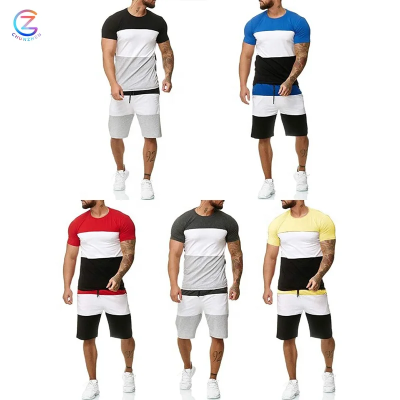 
OEM High Quality Cotton Mens T Shirt With Shorts 2 Two-piece Sets Men Tshirt Pants 