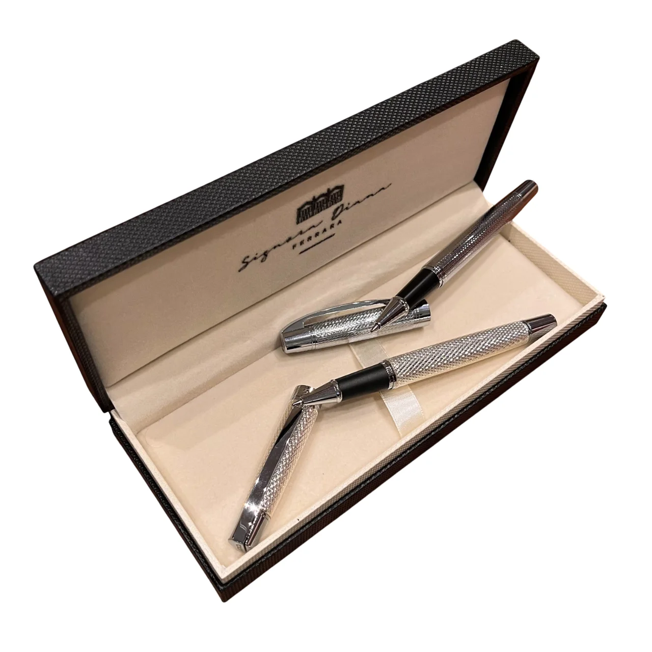 Custom Logo Premium Office Gift Pen Set Elegant Shinny Silver Color Ballpoint Pen