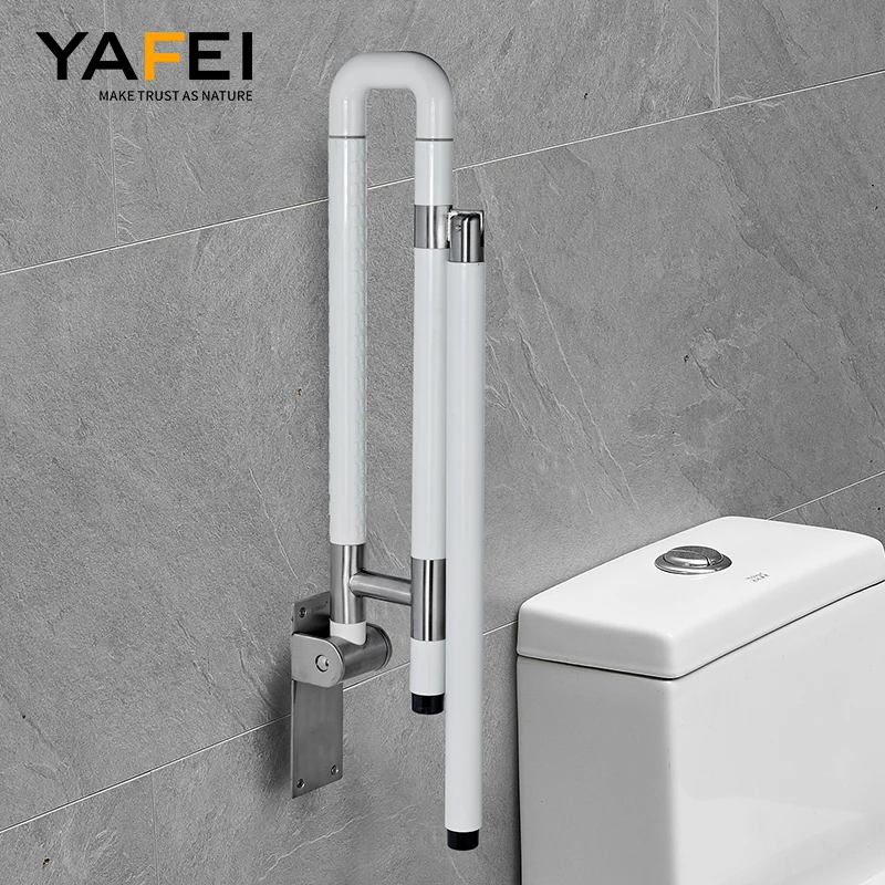 Bathroom Toilet Brush Flip-up Disability Grab Bar Safety Handles