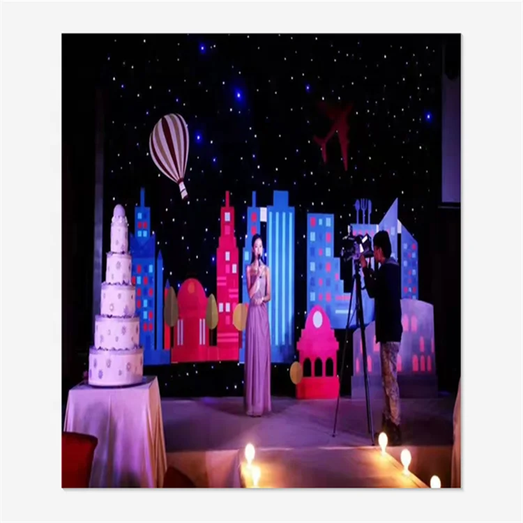 Discount led starry sky meteor screen large project stadium display square disco stage wedding bar background decoration
