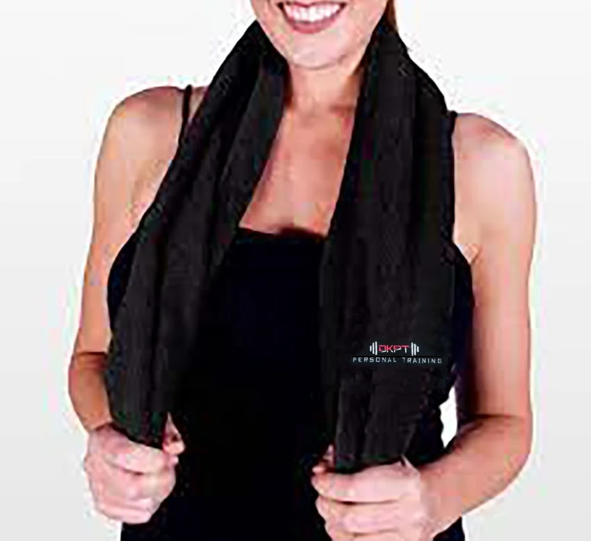 Black Sport Towel Premium Quality Thick Cotton 21S Custom Embroidered Logo Hand Gym Towel