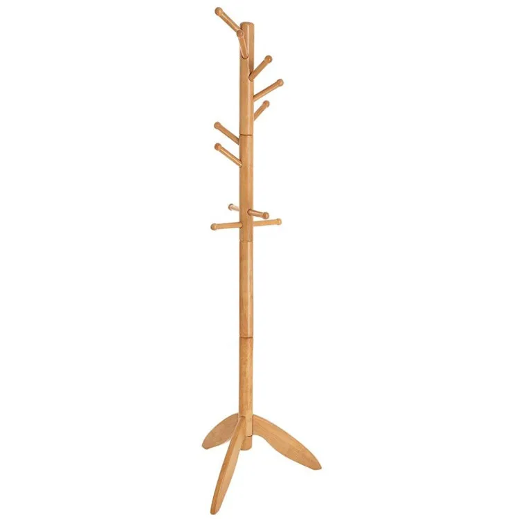 Manufacturer delicate workmanship 11 rounded hooks cloth stand wooden