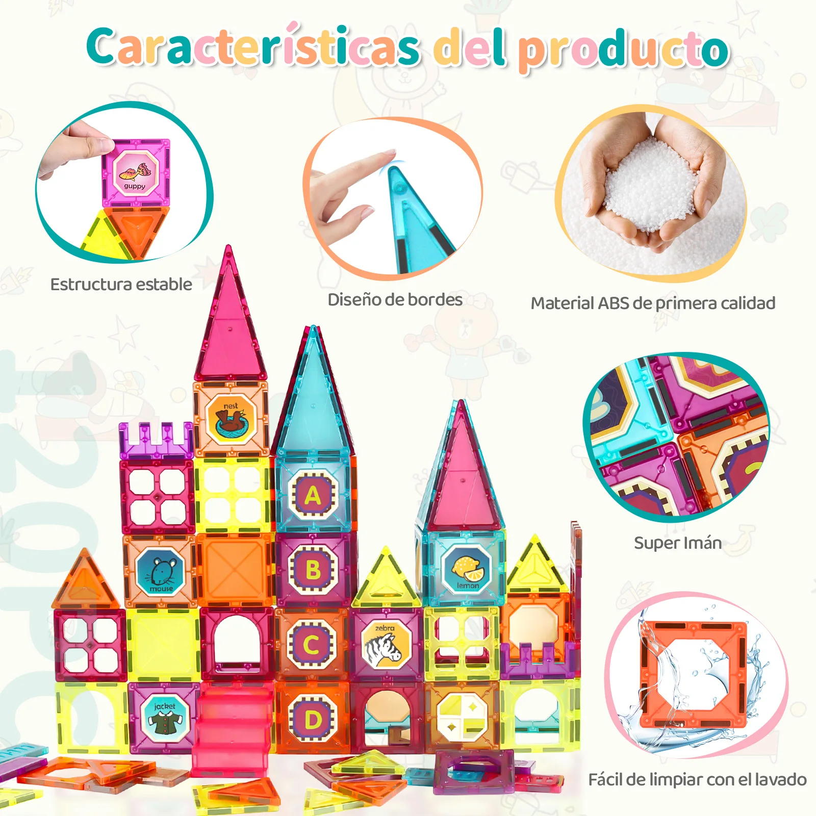 120Pcs Hot promotion kids educational magnetic tiles toys learning magnetic building blocks set stem building tiles with magnet