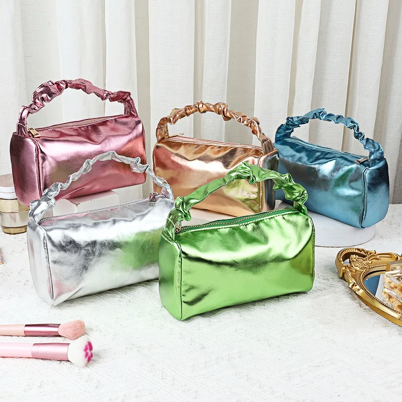 Новая модная женская мини-сумка из искусственной кожи с рюшами и застежкой-молнией маленькая сумочка