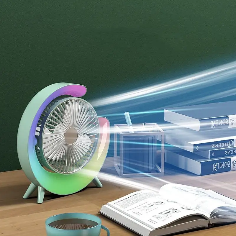 Personal Cooling Fan Powerful 3 speed portable laptop fan Adjustable rechargeable table fans with colorful light for Bedroom