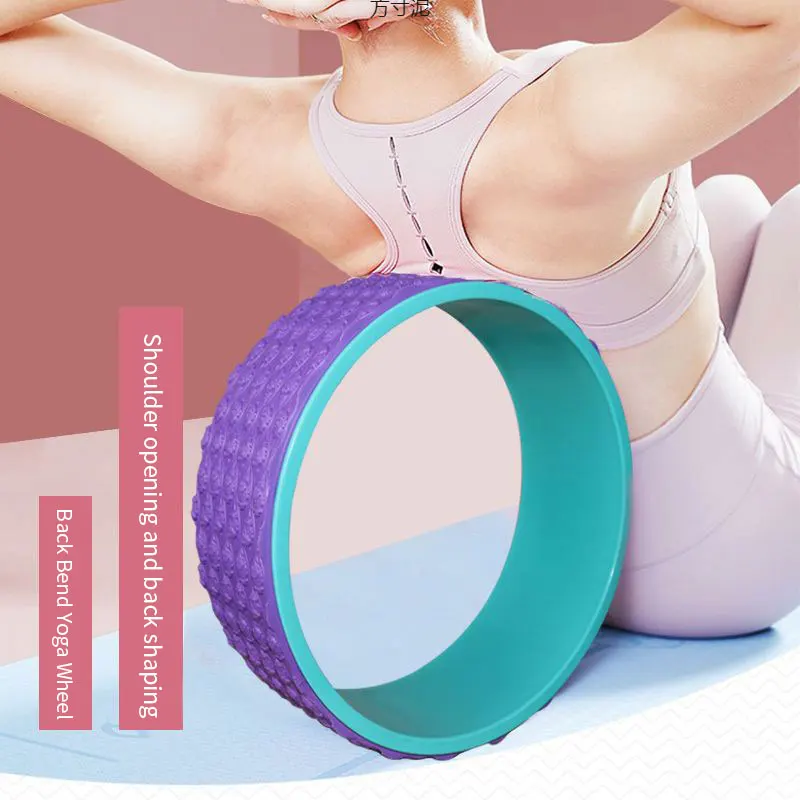 Pilates Ring Circle Yoga Wheel Cork Magic Power Ring Pilates Set Resistance Ring Copper Wheel Prop Roller Purple For Back Pain