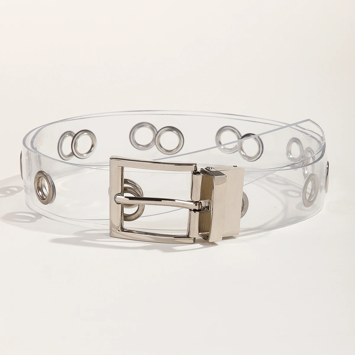 Unisex Grommet Plastic transparent Belt with Pin-Buckle Punk And Rocker Plastic Dress Waist Band With Eyelet