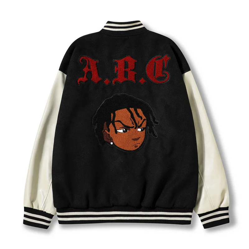 Oem Manufacturer High Quality Chenille Embroidery Men College Leather Sleeves Custom Varsity Bubble Jacket Men