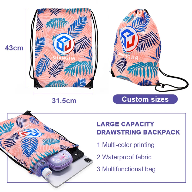 Hot Selling Football Team Club Drawstring Backpack Bag Drawstring Backpacks 420D Polyester Sublimation Drawstring Backpack