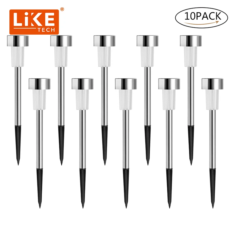 LikeTech Amazon hot selling Outdoor Pathway Lights Stainless Steel+ABS IP65 waterproof exterior garden lamp led solar lawn light