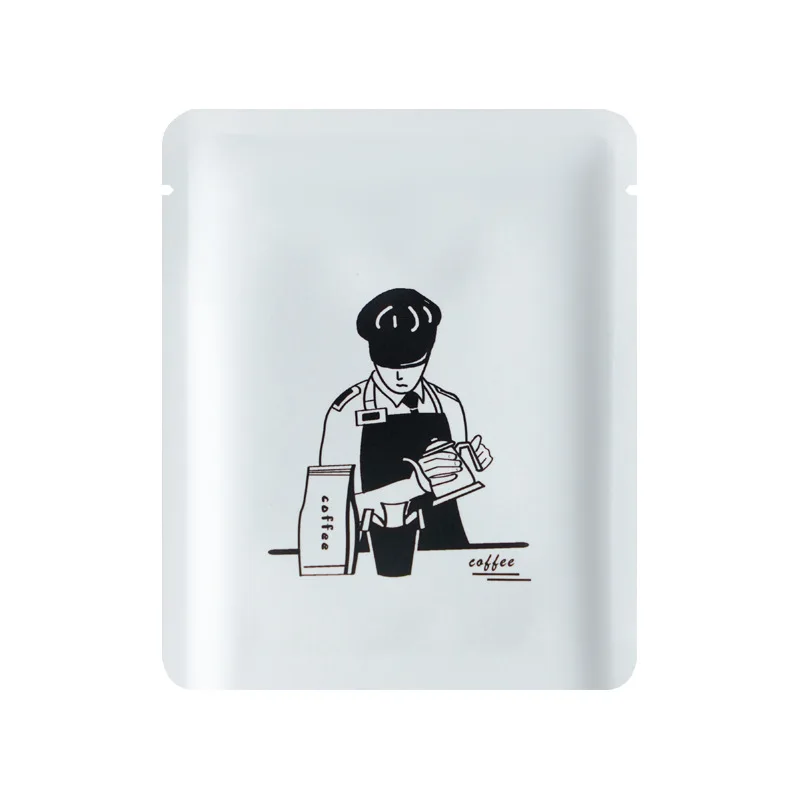 Illustration Design Aluminum Foil Filter Coffee Bean Packaging Bag Small Coffee Pouch Hanging Ear Drip Coffee Bag