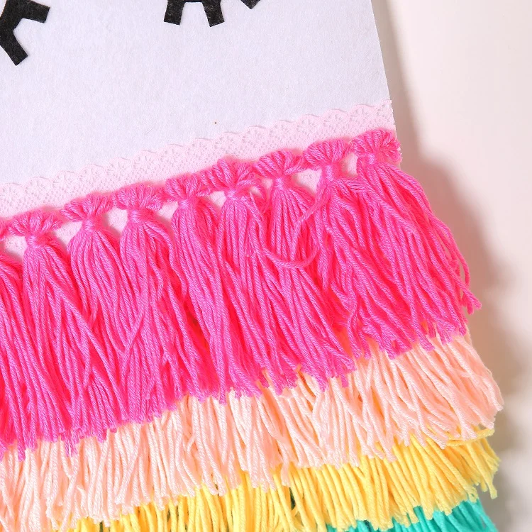 Cotton Knitted Kids Room Macrame Rainbow Wall Hanging Handmade Macrame Wall Hangings For Home Decor