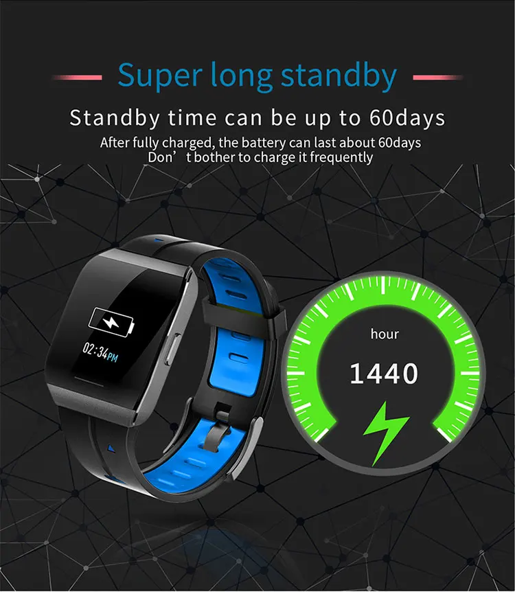 
High Quality Real Time Heart Rate Monitor Waterproof Smart Bracelet Intelligent Wristband Smart Watch With Touch Screen 