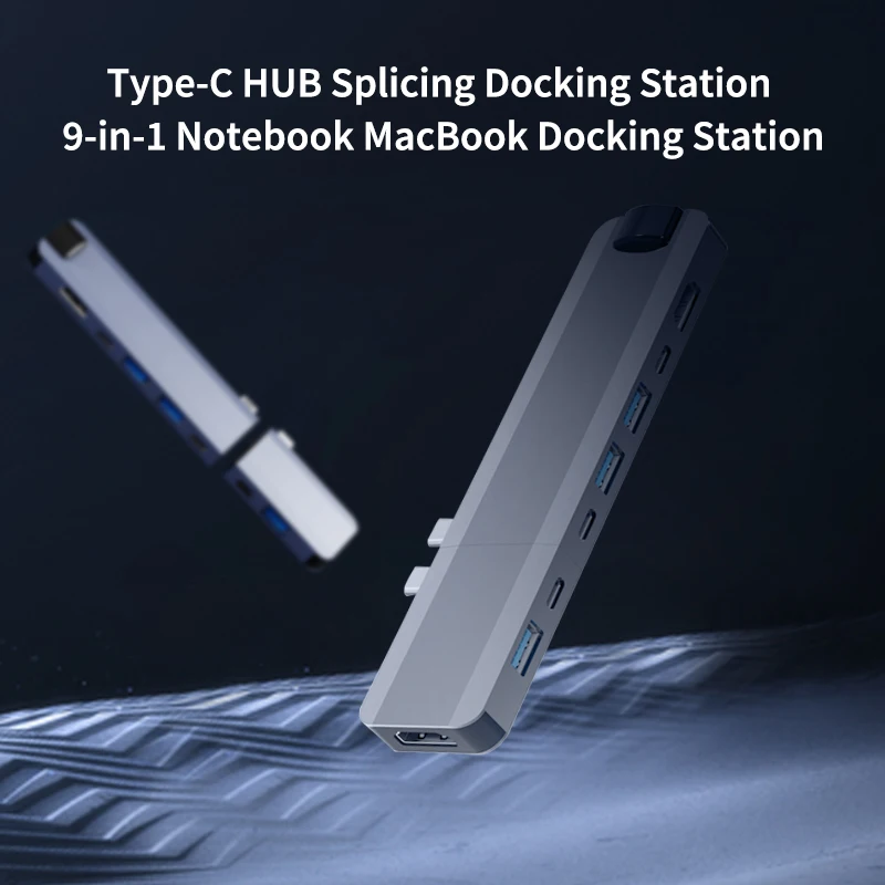 Ethernet adapter 100W magnetic baynoet groove design 9 in 1 USB c hub splicing docking station for