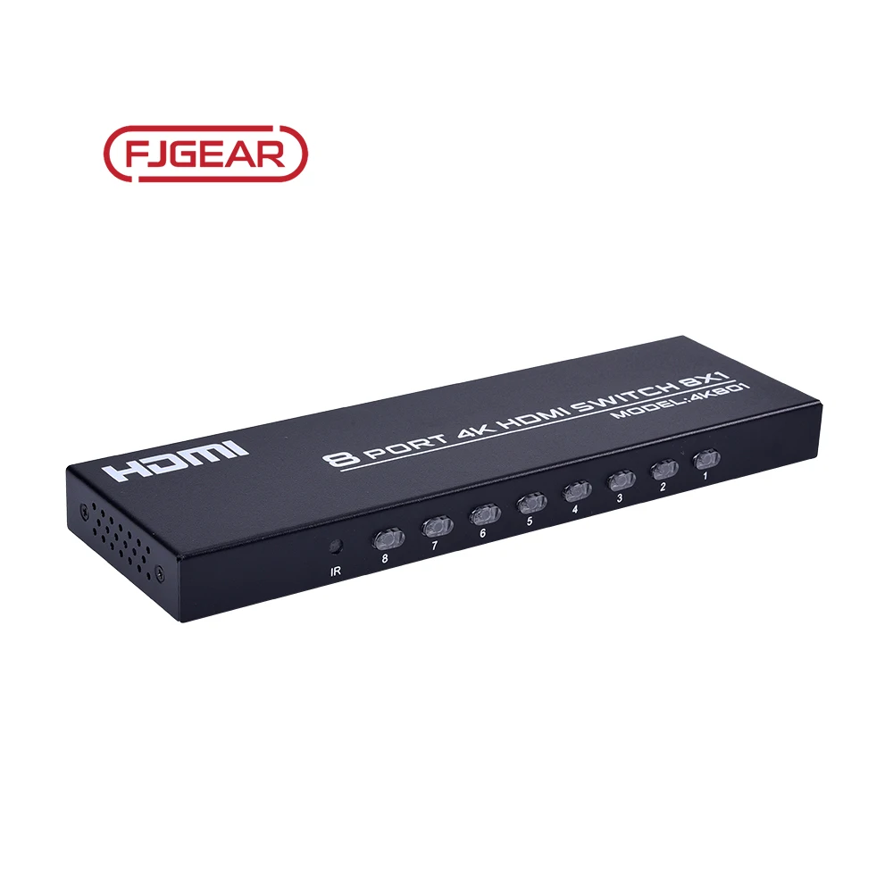 Fjgear Cheap And Fine 8 Port 3840*2160/30Hz Infrared Remote Control Switch Hdmi  8X1 Kvm Switch 4K
