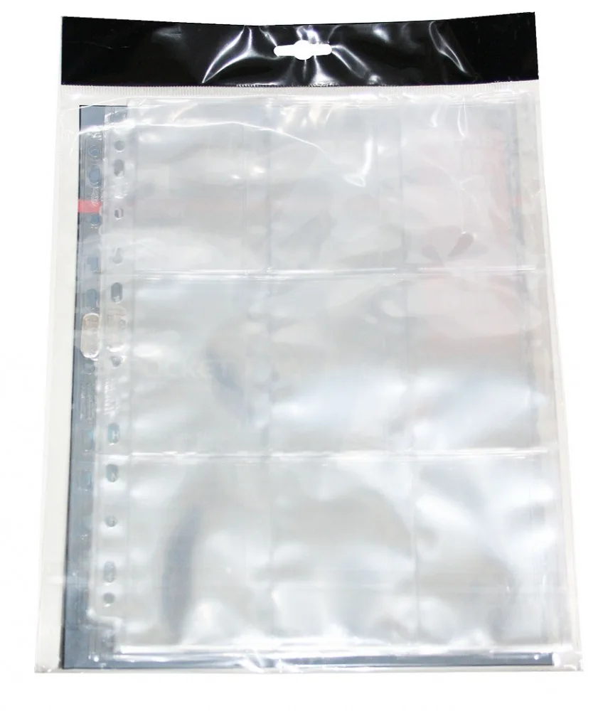 
Transparent 9 pockets 11 holes perforated PP/PVC card page card album Holder Sleeve 