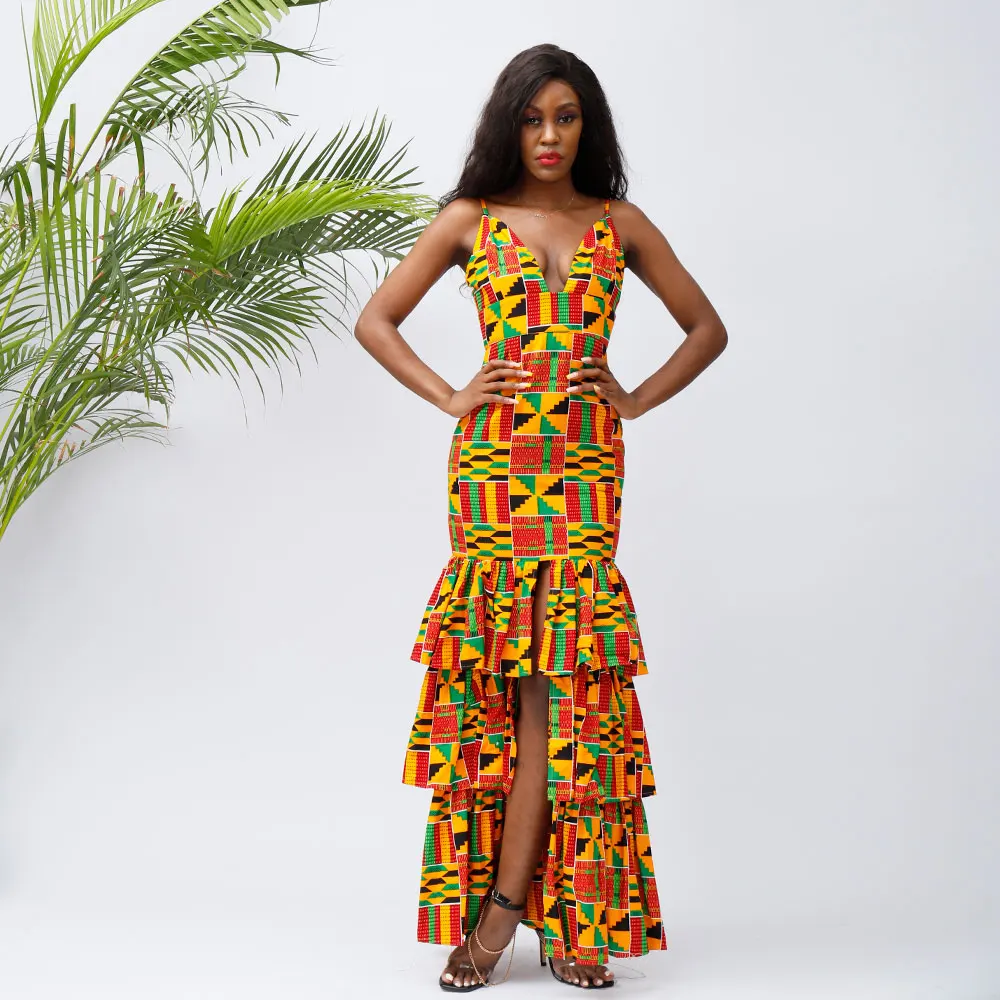 African Print Wrap Dress African Dresses Women Lady elegant Dresses