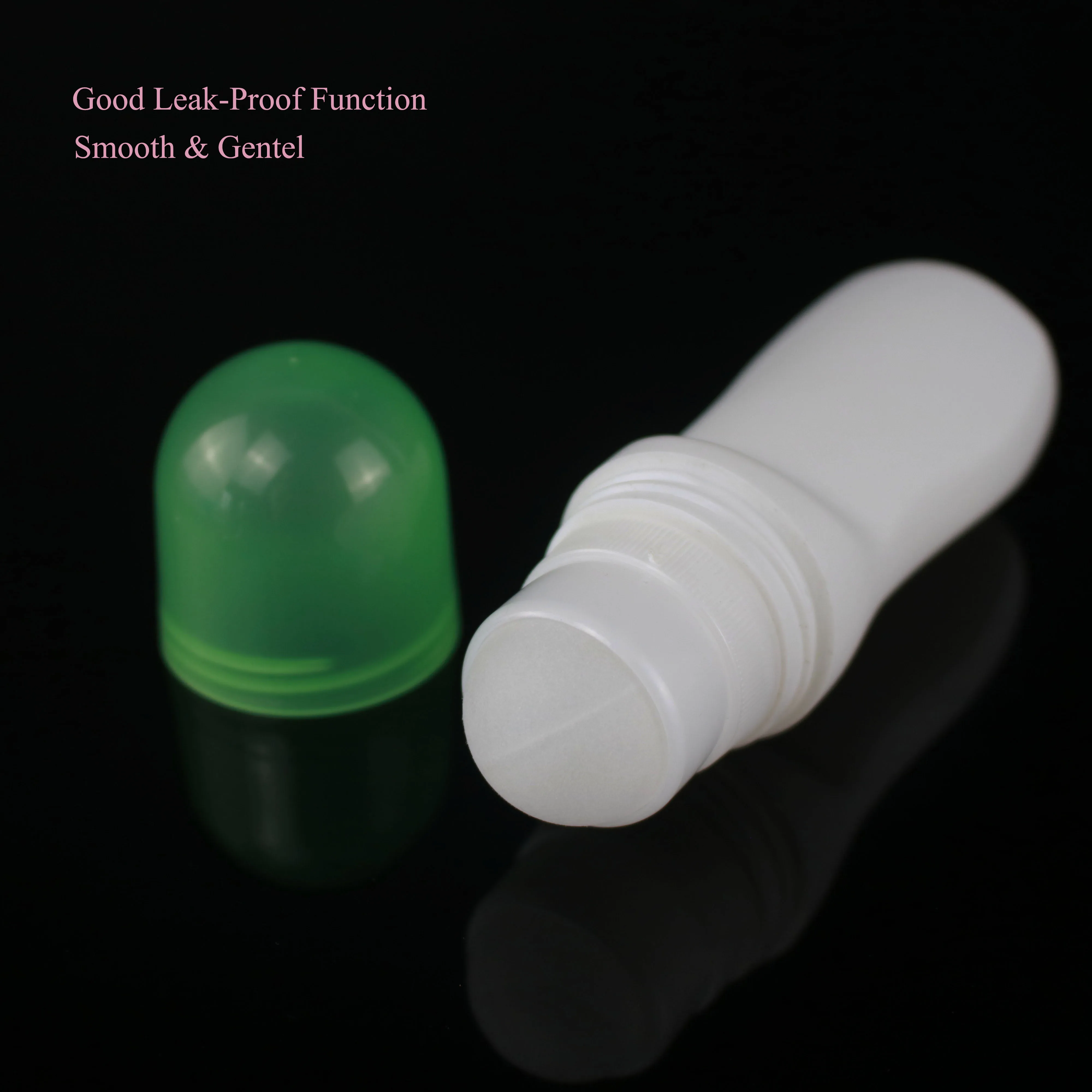 Roller Ball Deodorant Bottle HDPE Plastic 50ml Custom PE Screen Printing Roll on Personal Care HDPE Bottle / PP Cover 10000pcs