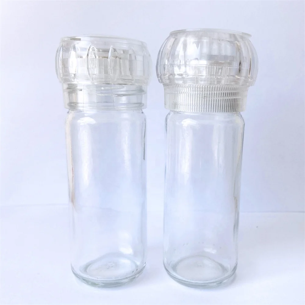 sale mini manual plastic pepper grinder mill himalayan pink salt grinder 100 ml glass spice bottle