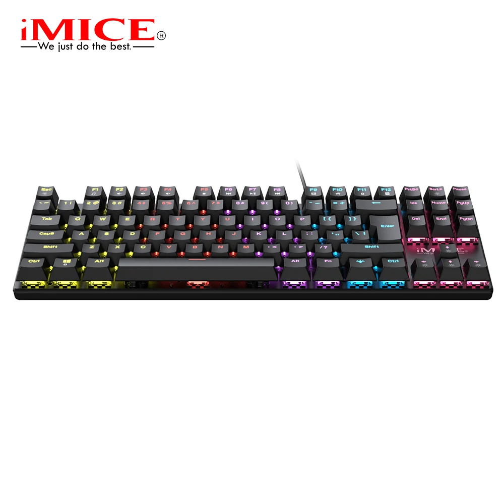 Wired Gaming Green axis Mechanical Keyboard 87 Keys Metal Panel Keyboard with RGB Backlit Game Keyboards for Laptop PC Pro Gamer