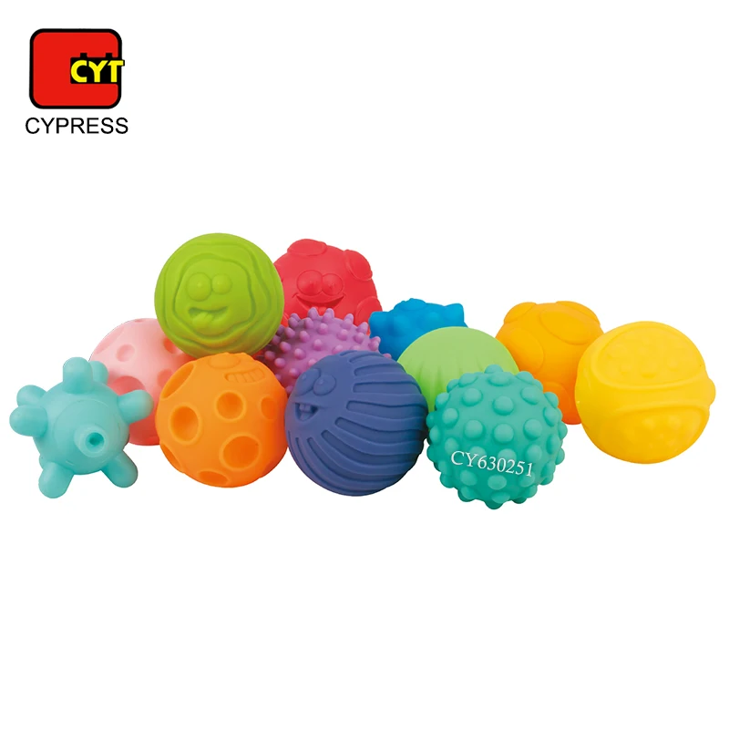 New Design PVC Vinyl Detower And Sensory Balls Set 24PCS With Storage Bag Stress Relief Toys Boiled Infant Teether