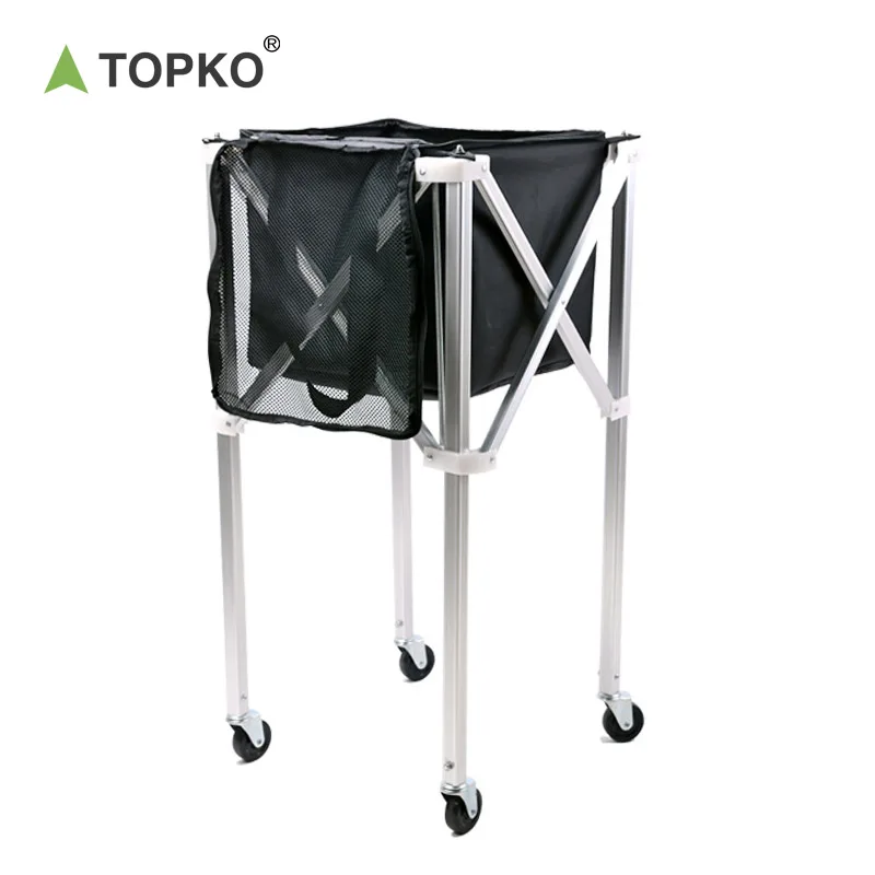 TOPKO Folding Tennis Storage Basket Easy Carrying & Folding Large Storage Movable Trolley Tennis Ball basket Tennis Ball Cart