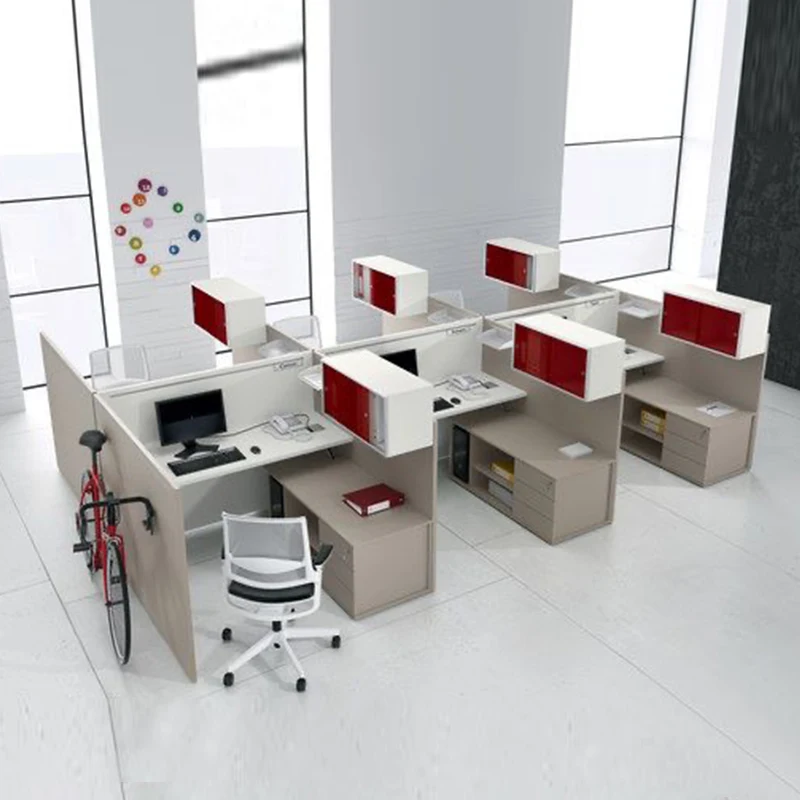 Офисный стол Одиночная рабочая станция минималистичный стиль Модульная офисная Рабочая 2 4 6 мест с верхним шкафом