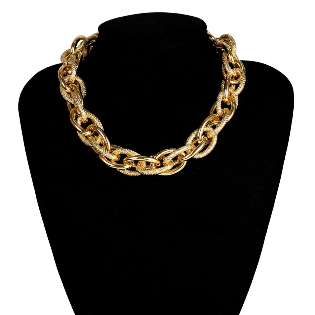 YMEC Simple and cold style hollow cross twist necklace hip-hop gold metal aluminum chain short necklace Bracelet Jewelry
