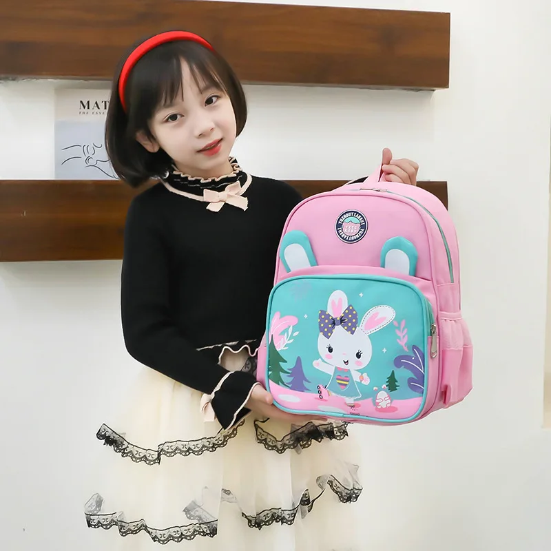 Cheap Cartoon Style Cute Rabbit Children Nylon Primary School Bags Stylish Kids School Backpack For Boys And Girls
