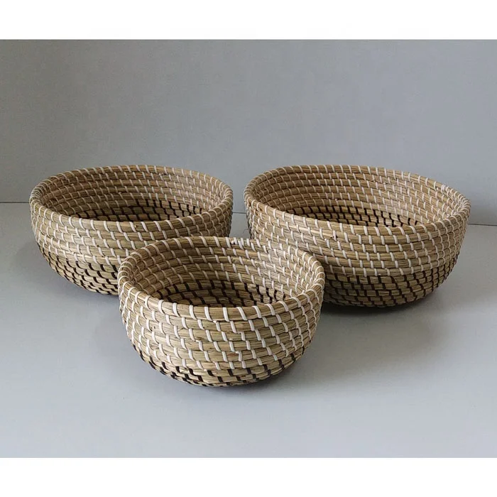 Vietnam wholesale wicker seagrass rattan straw woven weave storage laundry handmade houseware rice basket seagrass